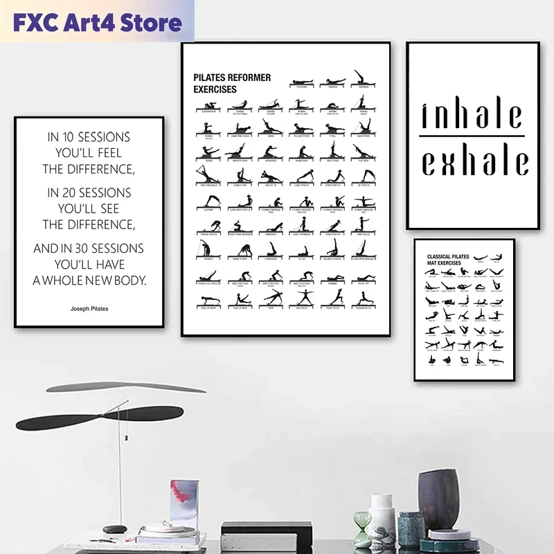 Fitness Yoga Pilates - Frameless Pilates Workout Chart Poster Canvas