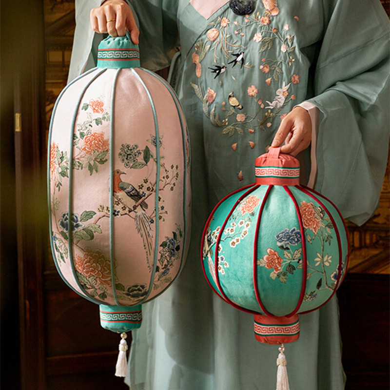 Lantern Pillow New Chinese Flo - Bolster Cushion Round 评论和价格