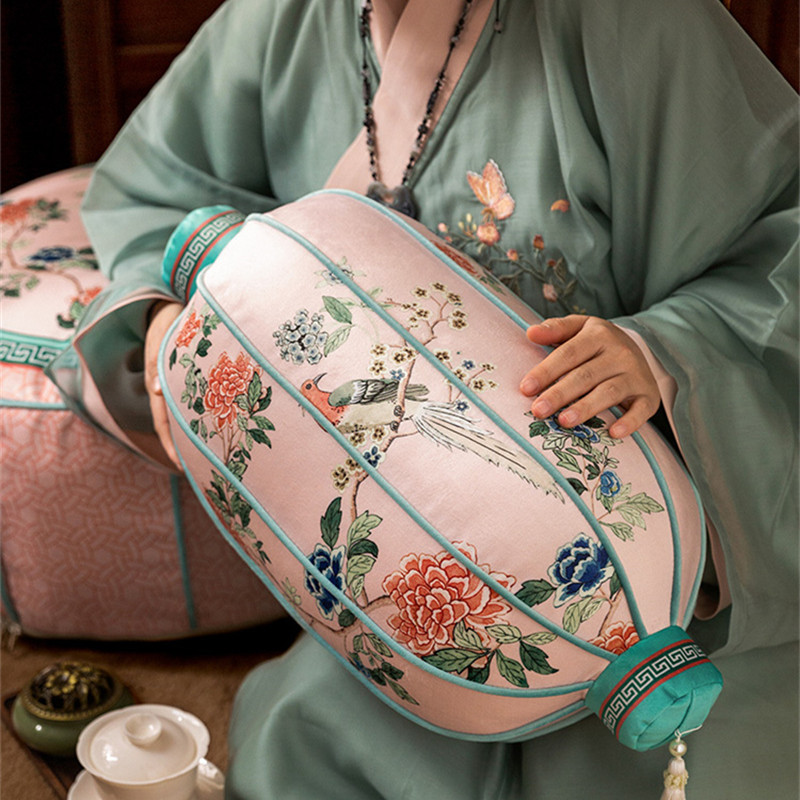 Lantern Pillow New Chinese Flo - Bolster Cushion Round 评论和价格